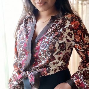 Boho Floral Long Sleeve Blouse Western Cowboy